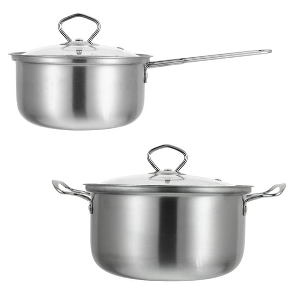 ELAYARD 2-Piece Stainless Steel Cooking Pot Set for Family Kitchen Use and Easy to Clean