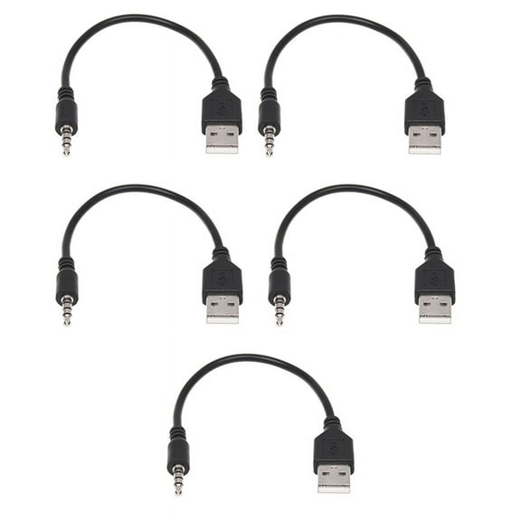 5pcs 3.5mm Plug AUX Audio Jack to USB 2.0 Male Charger Cable Adapter Cord for Car MP3