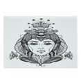thumbnail image 1 of Queen Cutting Board, Queen Bee Portrait Female Fantasy Folklore Art, Decorative Tempered Glass Cutting and Serving Board, Large Size, Dark Brown and White, by Ambesonne, 1 of 1