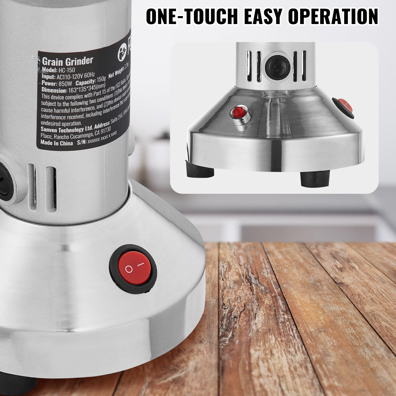 KFFKFF 750g Electric Grain Mill Grinder, 2000W High-Speed Stainless Steel Powder Machine for Dry Grains, Spices, Cereals, Coffee, and Pepper