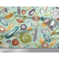 thumbnail image 3 of Soimoi Green polyester Crepe Fabric Mixed Vegetable Print Sewing Fabric Yard 52 Inch Wide, 3 of 3