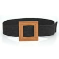thumbnail image 2 of Prolriy Belts for Women Belts for Dresses Elastic Rattan Waist Band with Wood Buckle Womens Belt Black, 2 of 5