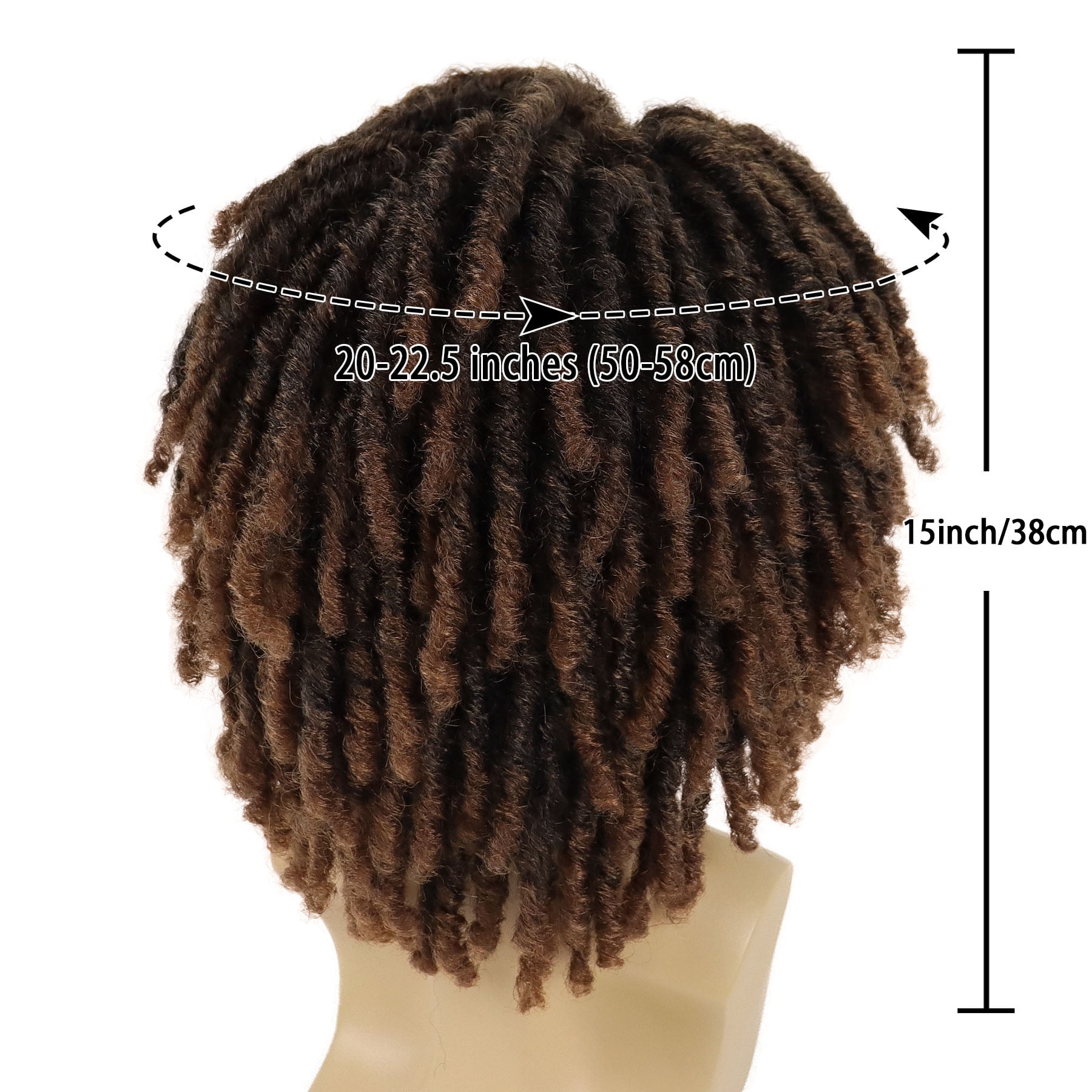 Short Dreadlocks Wigs for Men Ombre Brown Braided Wig with Bangs Color:T1B/30