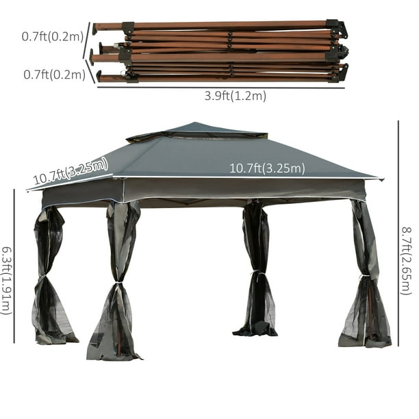 Toile / Porte- Central Moustiquaire pour Gazebo Pliant 3x3m