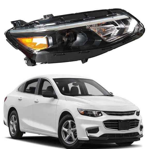 Labwork Headlights Assembly Black Halogen Headlamp Housing Fit for Chevrolet Malibu 2016 2017 2018, Front Right (Passenger Side)