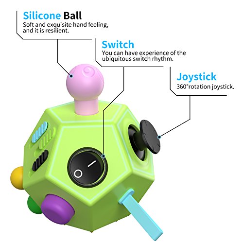 Atic 12 Sided Fidget Cube Fidget Twiddle Cube Dodecagon Stress Relief Hand Toy Decompression For Add Adhd Autism Kids And Adults Green Colorful Walmart Com Walmart Com