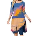 thumbnail image 1 of Robe Évasée de Fin de Jour Col Carré Robe Élégante Mode Féminine Imprimée Robe Nuit Crépuscule Nuages Étoiles Heure Magique Anime, 1 of 4