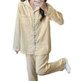 thumbnail image 4 of Conjunto de pijamas para mujer, Conjunto de pijamas de color crema lindo, conjunto de pijamas de piezas, calidad de nivel superior, 4 of 8