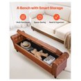 thumbnail image 4 of Button Tufted Storage Ottoman Bench, PU Leather Entryway Bench with Wood Legs, Upholstered Bedroom Bench for Living Room, 65.4” Brown, 4 of 6