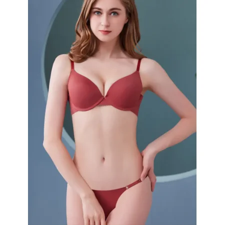 

Women‘s Sexy & Comfortable Matching Lingerie Set Solid Soft Padded Push Up Bra & Thin Bands String Bikini Panty Women‘s Lingerie & Underwear