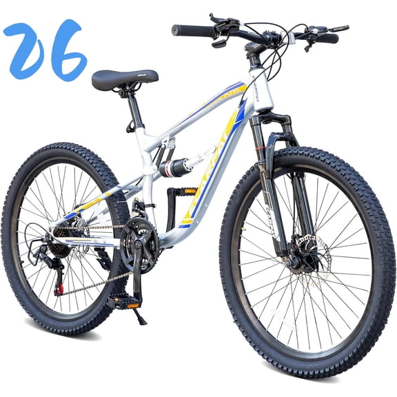 Ambifirner 26" Mountain Bike for Men, 21-Speed Commuter Bicycle with High-Strength Frame, Disc Brakes, Adjustable Seat & Comfort Grip Handle, Ideal for Road, Mountain & Urban All Terrain