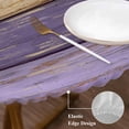 thumbnail image 3 of Farmhouse Purple Brown Round Tablecloth, Fitted Table Cover with Elastic for 55"-60" Round Tables, Vintage Wooden Striped Table Cloth Outdoor Indoor Dinning Party Waterproof Tablecloths, 3 of 7