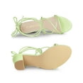 thumbnail image 3 of BLISSFUL STEP Women's Shoes Open Toe Lace Up Block Heel Strappy Heels Lime Green 7, 3 of 6