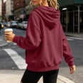 thumbnail image 4 of TRUNZI Full Zip Up Hoodies for Women Casual Oversized Long Sleeve Drawstring Cute Hooded Sweatshirts with Pockets for Fall Winter,Wine,Size M, 4 of 9