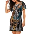 thumbnail image 2 of Daiia Coffee-Drinking Skull Print Women's Nightshirt Soft Nightgowns for Women Short Sleeve dress Short-sleeved Sleepwear, 2 of 6