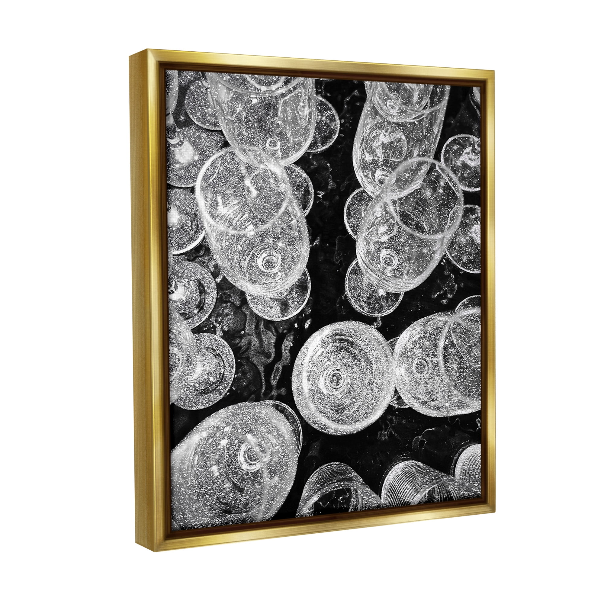 Stupell Industries Glitzy Wine Glasses Food & Beverage Photography Gold Floater Framed Canvas Art Print Wall Art, 25 x 31