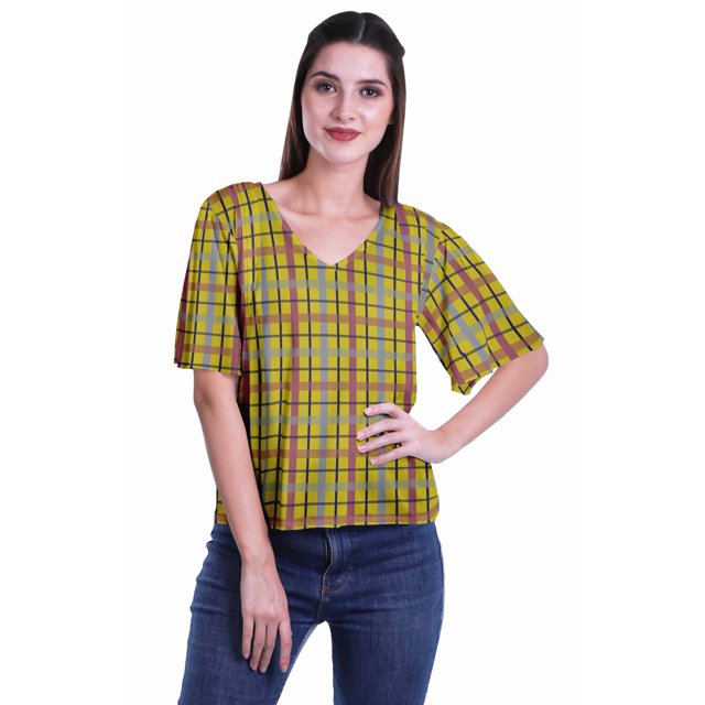 Moomaya Blouse d'Été Boho à Manches Courtes en Rayonne Imprimée pour Femmes