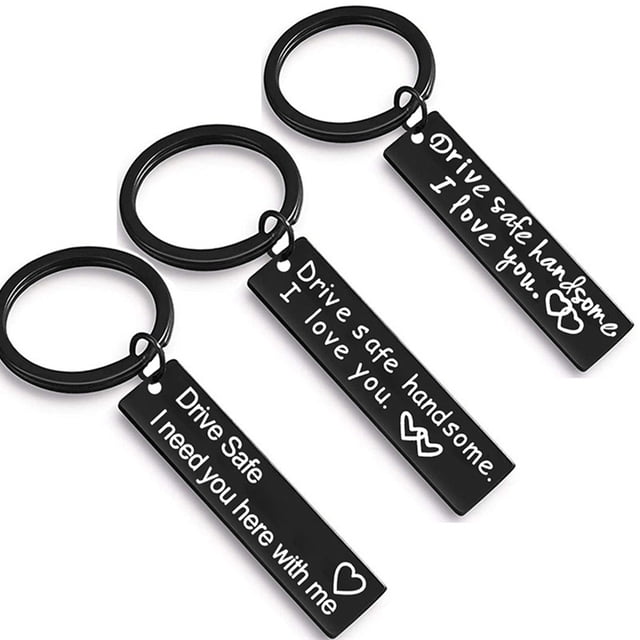 Llavero con texto en inglés "Drive Safe Handsome I Love You" para novio, esposo, papá, regalos de Navidad, cumpleaños y San Valentín