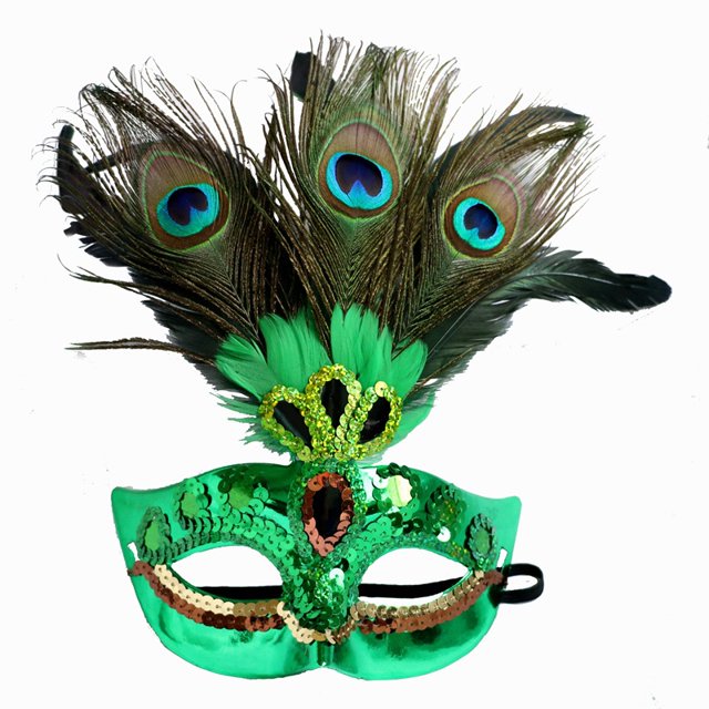 Máscara de plumas de pavo real para mujer, máscara de mascarada veneciana, máscara clásica de media cara para Mardi Gras