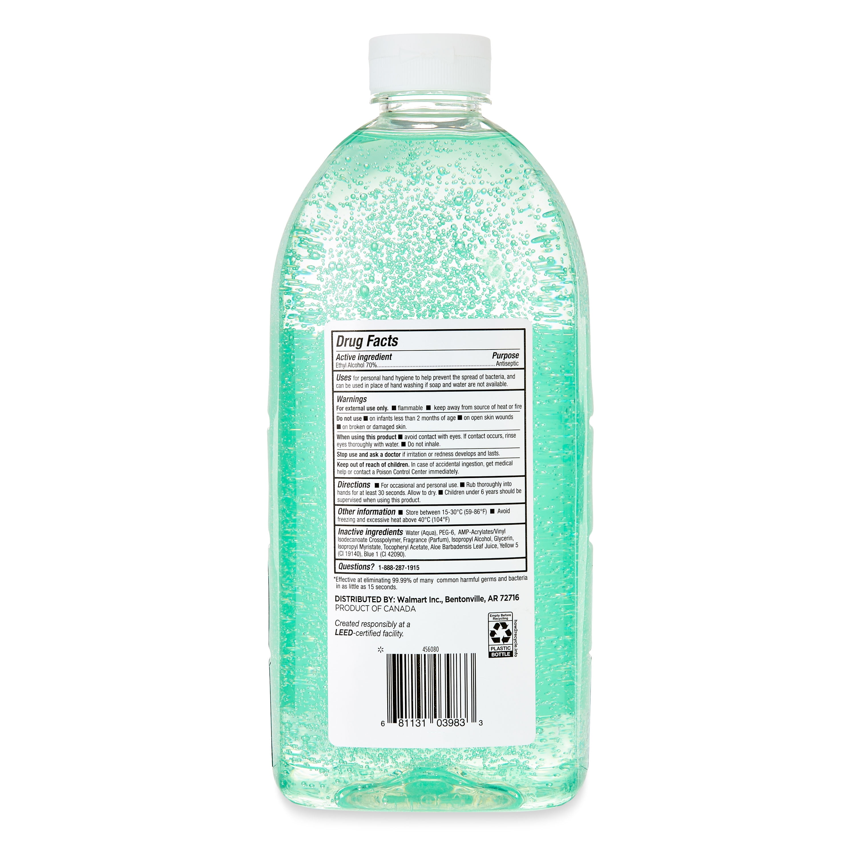 (6 pack) Equate Aloe Hand Sanitizer, 60 fl oz