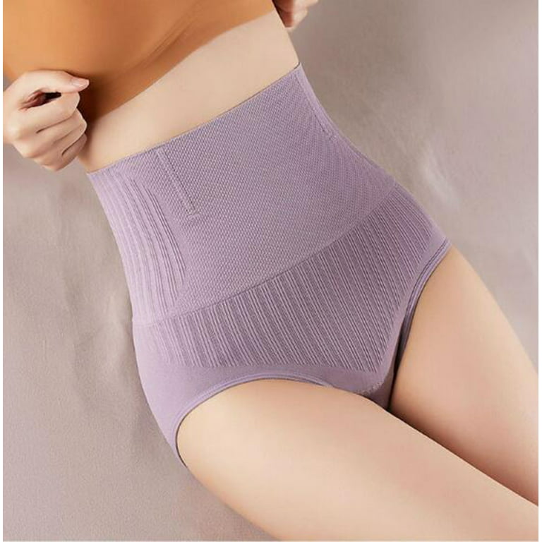 KaLI_store Seamless Underwear for Women High Waisted Womens Underwear  Cotton Tummy Control Underwear Full Coverage Soft Panties Purple,L 