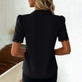 thumbnail image 5 of ClodeEU Women's Collared V Neck Short Sleeve Button Shirt with Lace Trim,Casual Fitted Work Shirt for Office Black,Women's Plus L, 5 of 7