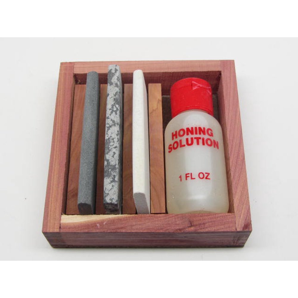 4pc Arkansas Slip Stones Sharpening Honing Oil Wood