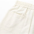 thumbnail image 5 of Mens Cotton Pants Wide Leg Baggy Pants Elastic Waist Casual Summer Beach Barrel Leg Trousers Big and Tall Size M-3XL Beige, 5 of 7