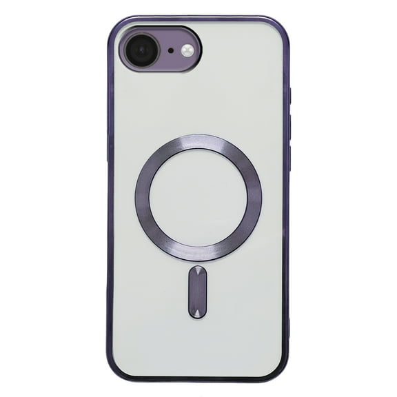 for iPhone 16e Case Clear Magnetic, Ultra Thin Plating edge Cover Compatible with Magsafe Phone Case for Women Men Girl, Cute Soft TPU Silicone & Hard PC Transparent Anti-Yellow, Darkpurple