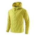 thumbnail image 2 of Mens Lightweight Hooded Waterproof Rain Jacket Breathable Sunproof Raincoat Shell for Outdoor Mountain Hiking Big and Tall Size S-5XL Yellow, 2 of 9