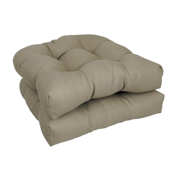 Blazing Needles 93184-2CH-PO-013 19 in. U-Shaped Premium Outdoor Tufted Dining Chair Cushions, Pinehurst Flagstone - Set of 2