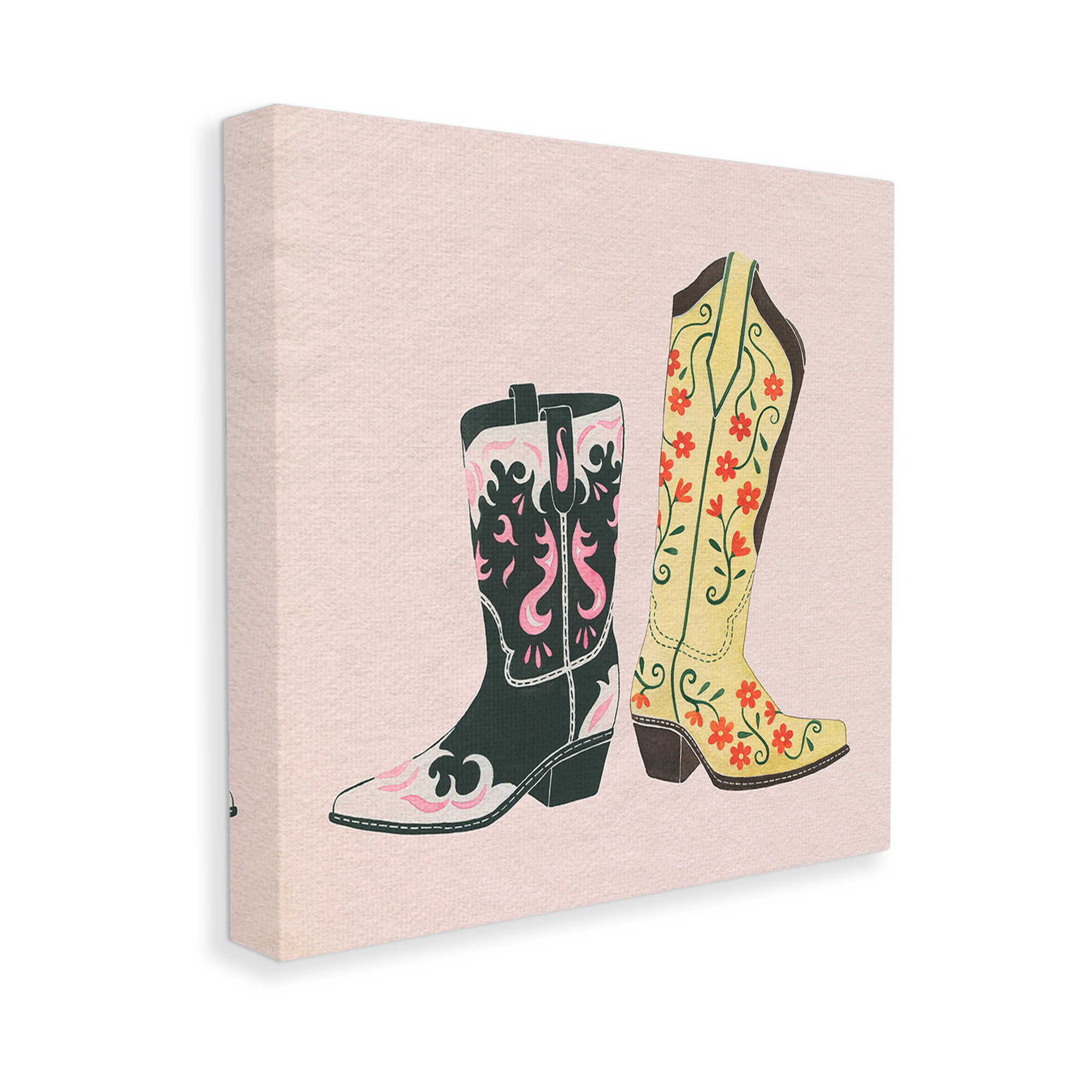Stupell Industries Patterned Equestrian Boots Beauty & Fashion Painting Gallery Wrapped Canvas Art Print Wall Art, 36 x 36