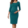 thumbnail image 1 of INSPIRE CHIC Vestidos de Maternidad Semi Formales para Mujeres con Cuello Redondo, Mangas 3/4, Vestido de Oficina, Cóctel, Vestido de Trabajo para Embarazo Talla X-Large, 1 of 6