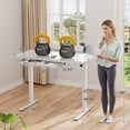 thumbnail image 2 of Homall 48" x 24" Glass Top Electric Standing Desk with Drawer, Height Adjustable Desk with Phone Stand & Charging Ports, Sit Stand up for Home Office,White, 2 of 8