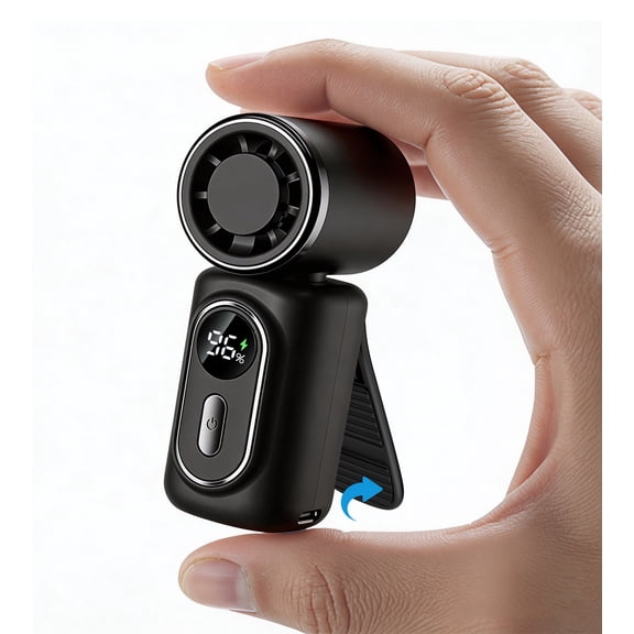 Clip‑on Mini Fan, Portable Small Handheld Fan with Brushless Motor, 6‑Speed 180° Rotate Rechargeable Clip Fan for Stroller Backpack Travel Commute