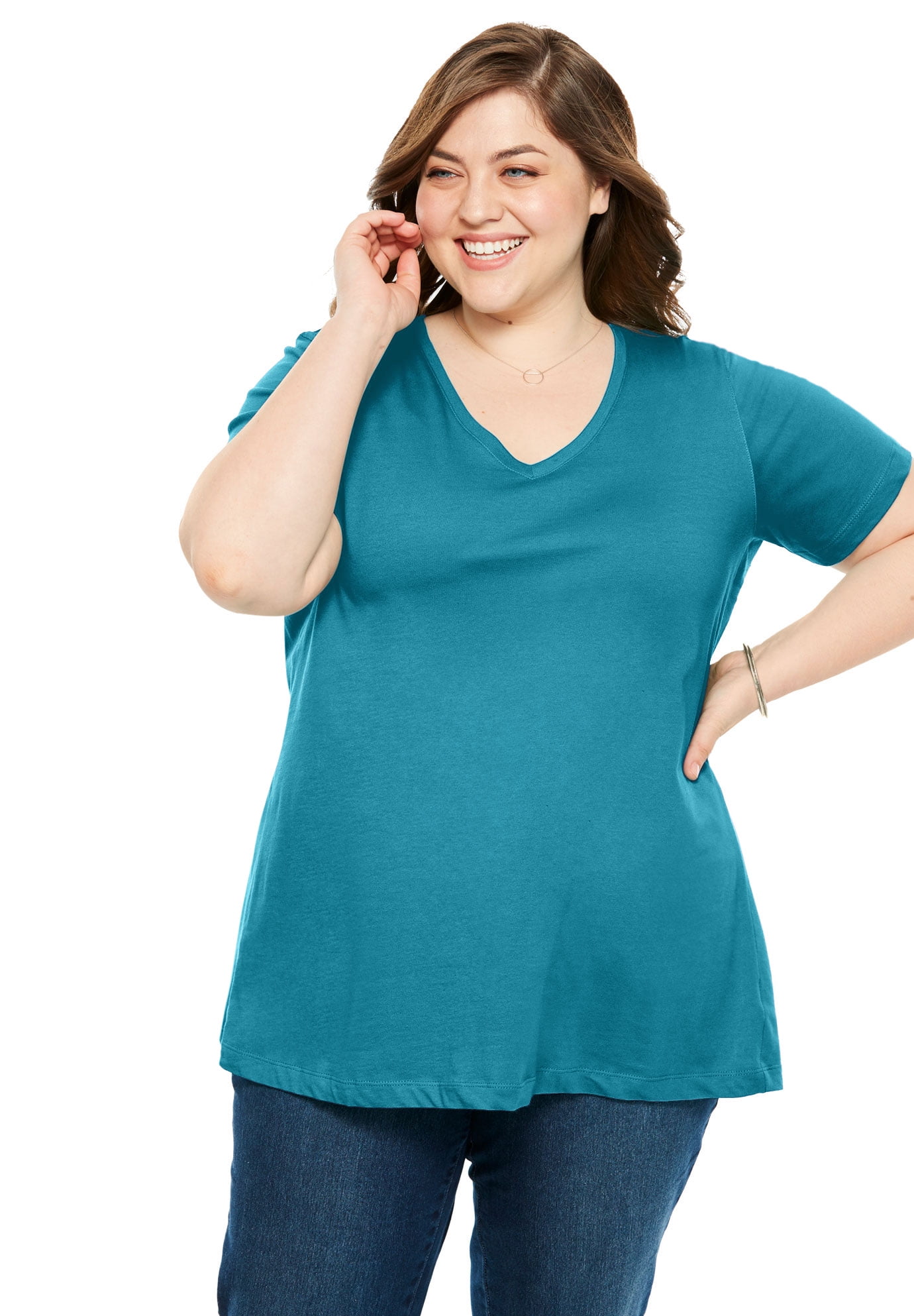 Woman Within Plus Size Perfect V-neck Tee - Walmart.com