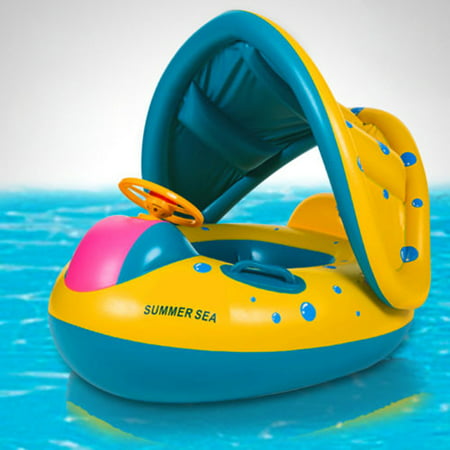 Trumpet Steering Wheel Sunshade Inflatable Baby Children Kids Float Seat Boat Swimming Pool