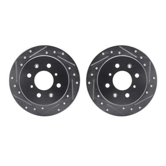 Dynamic Friction Company Rear Brake Rotors-Drilled and Slotted-Silver 7002-59047