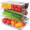 thumbnail image 1 of Produce Saver Refrigerator Organizer, Stackable Fridge Bins with Food Grade Material, Clear Vegetable Storage Containers for Kitchen, Countertops, Cabinets, Fridge, Drinks, Fruits, Cereals, 1 of 8