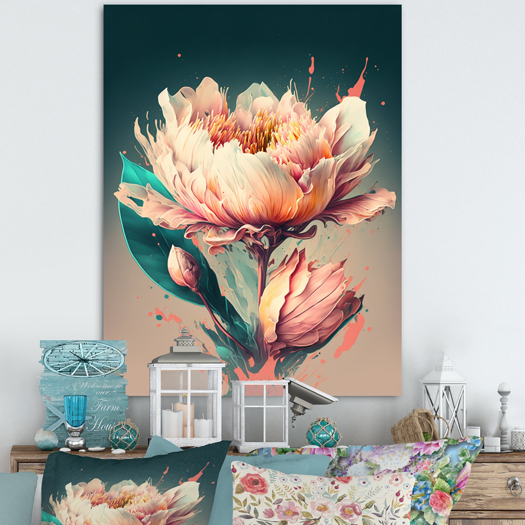 Designart Pink Blooming Tulip Canvas Wall Art