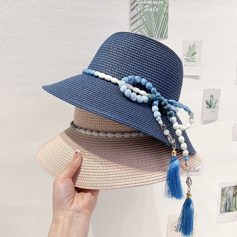 Women Straw Sun Hat Wide Brim UPF 50+ Crochet Summer Floppy  display picture 3