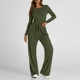 thumbnail image 3 of FAIWAD Women's 2 Piece Lounge Sets Long Sleeve Slim Crop Tops and Elastic Waist Wide Leg Pants Casual Outfits Tracksuit, 3 of 9
