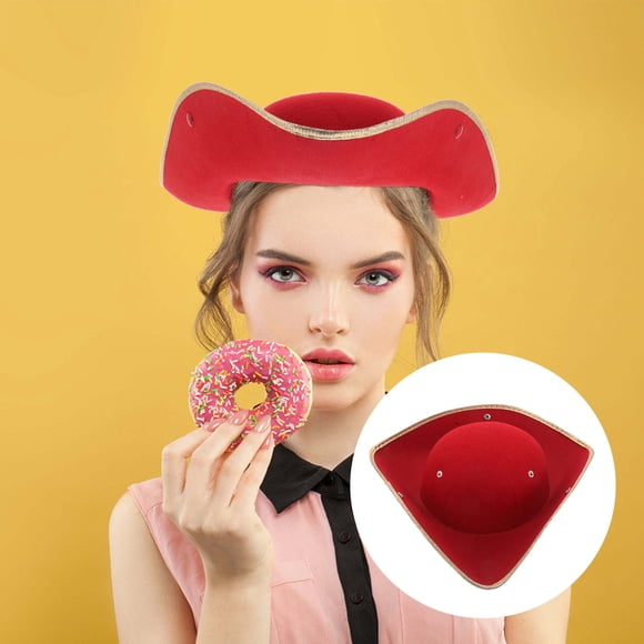 Gouttes de Pluie Chapeau de Pirate Adulte Tissu Tricorne 1Pcs pour Réunions à Thème