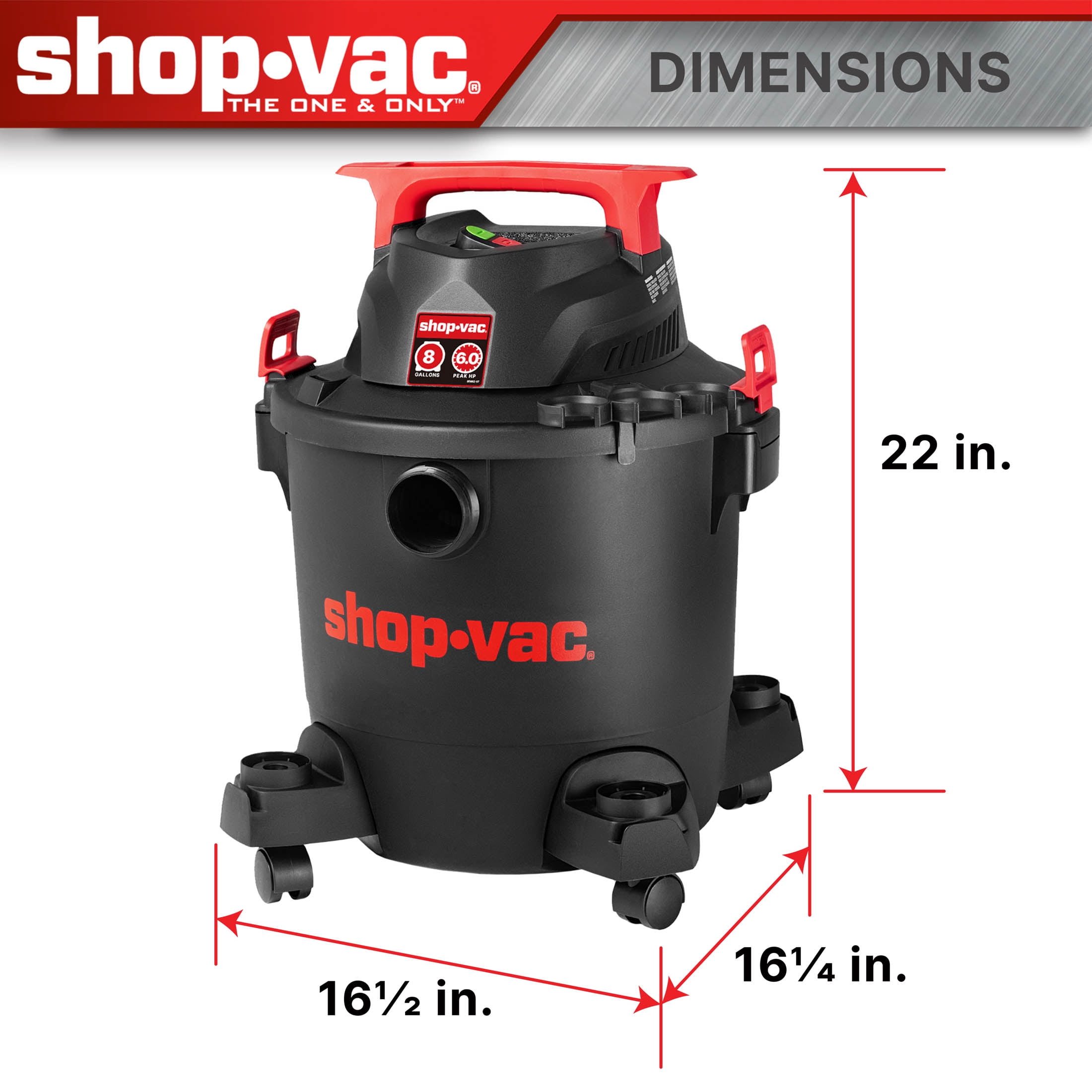 Shop-Vac 8 Gallon 6.0PHP Wet/Dry Vacuum Cleaner 1-7/8