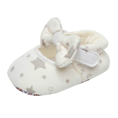 

TAIAOJING Girls Single Shoes Cartoon Printed Bowknot First Walkers Shoes Toddler Prewalker Shoes For 12-18 Months
