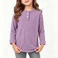 thumbnail image 4 of ATOGUTA Long Sleeve Shirts Girls Casual Long Sleeve T Shirts Kids Crewneck Tops Fashion Tees Size 0-12, Purple, 4 of 6