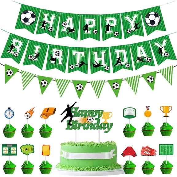 Football Party Decorations Kit, Football Theme Birthday Decor with Banner, Tableware, Balloons, Favors, Green and White Sports Celebration Supplies, Complete Setup for Kids Football Birthday Parties