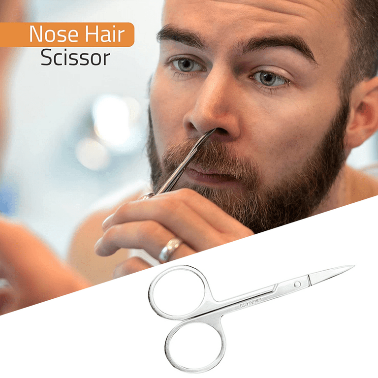 Curved and Rounded Facial Hair Scissors for Men - Moustache, Nose Hair & Beard