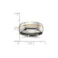 thumbnail image 2 of Gem & Harmony Mens Titanium Wedding Band Ring with Yellow Plated Inlay (8.00mm) for Men, 2 of 6