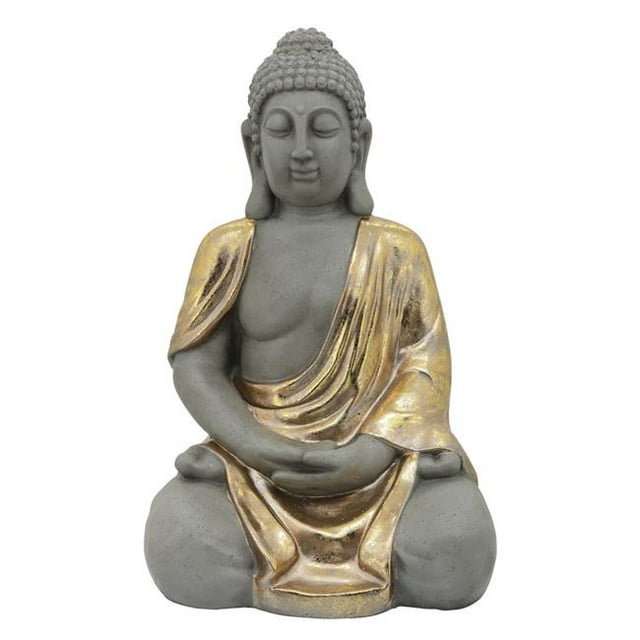 Benjara BM238267 Meditating Design Resin Accent Decor, Gray